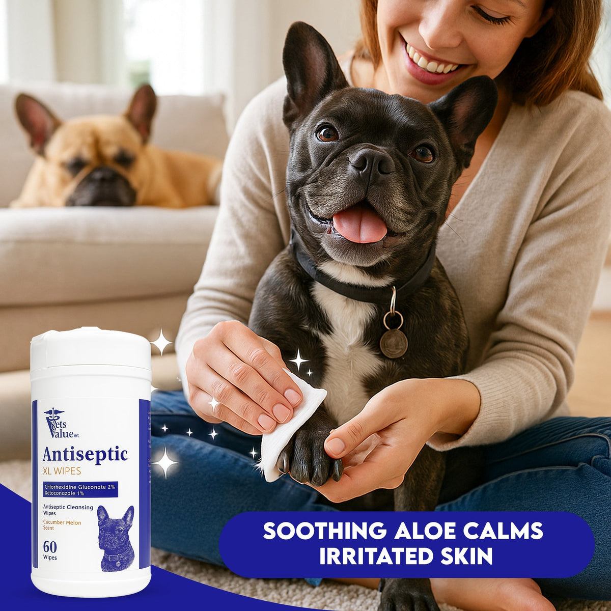 Extra Large Dog Grooming Wipes — 60 Count