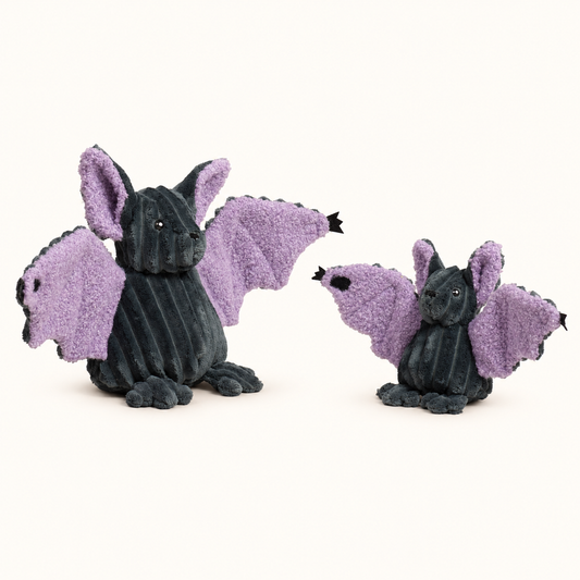 Baxter Bat Halloween Dog Toy on a cream background